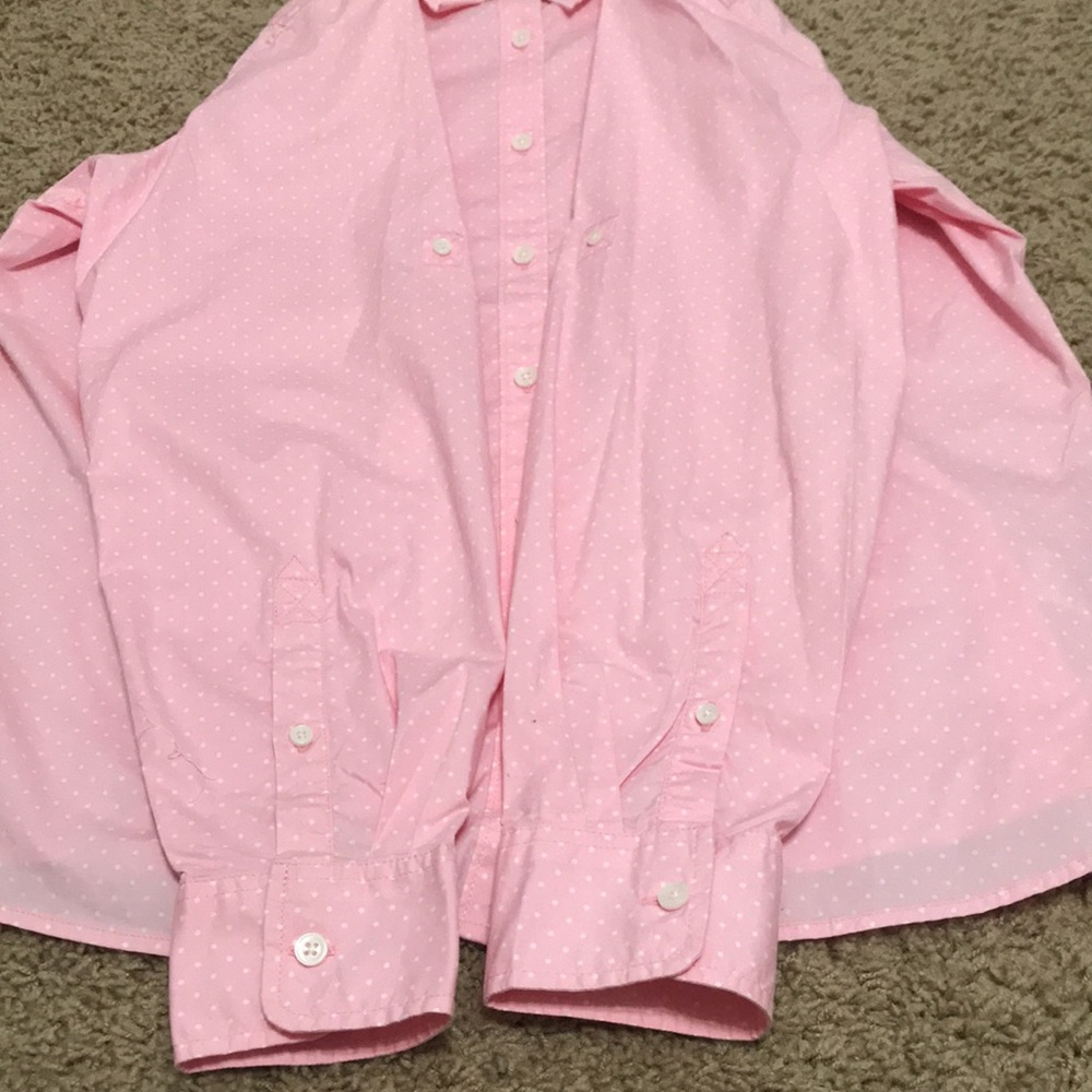 L.L. Bean Polka Dot Pastel Pink Long Sleeve Button Down Shirt Women’s Size Large - Picture 7 of 9